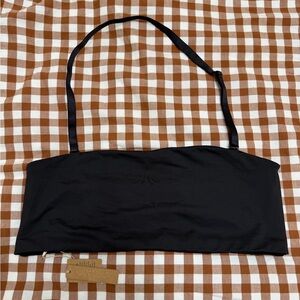 Skims Recycled Swim Bandeau Bikini Top In Onyx, size XL